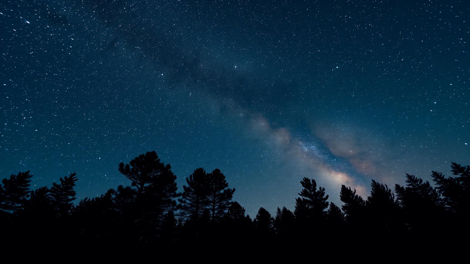 Wide astrophotography of the summer Milky Way above a dark forest horizon